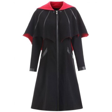Zip Front Halloween Costume Coat - Black