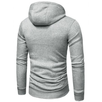 Zipper Color Spliced Slim Fit Hoodie - Dark Gray