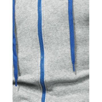 Zipper Color Spliced Slim Fit Hoodie - Dark Gray