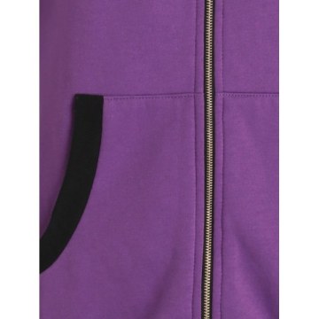 Zipper Fluffy Cat Ear Hoodie - Purple