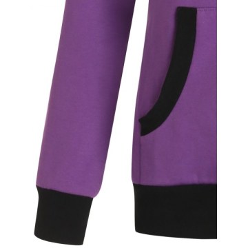 Zipper Fluffy Cat Ear Hoodie - Purple