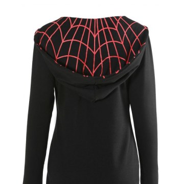 Zipper Fly Mini Hoodie Dress - Black