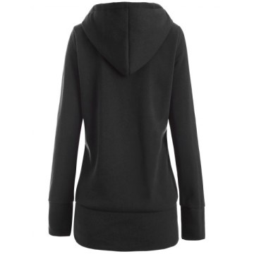 Zipper Fly Thicken Leopard Pattern Hoodie - Black Grey